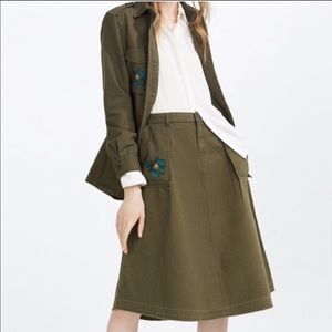 Zara Embroidered Skirt- Green